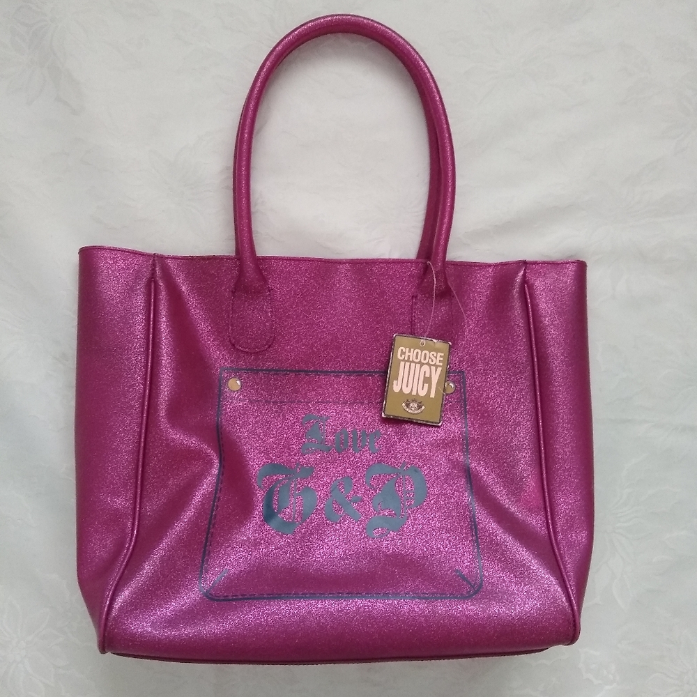 New 🎀 Juicy Couture large pink glitter tote bag